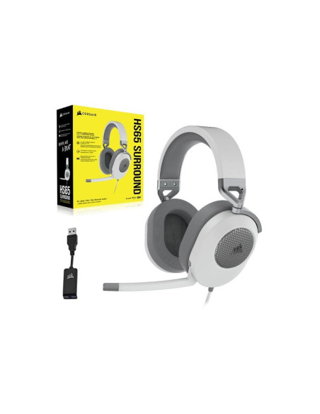 Casti audio CORSAIR Casti Gaming Head-band Corsair HS65 SURROUND, Wired, Alb