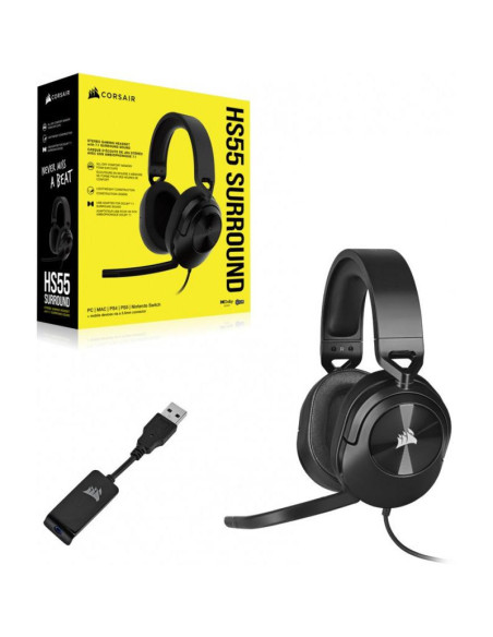 Casti audio CORSAIR Casti Gaming Head-band Corsair HS55 SURROUND, Wired, Negru