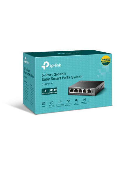 Switch-uri TP-LINK "5-Port Gigabit Easy Smart Switch with 4-Port PoE+ PORT: 4× Gigabit PoE+ Ports, 1× Gigabit Non-PoE Ports SPEC