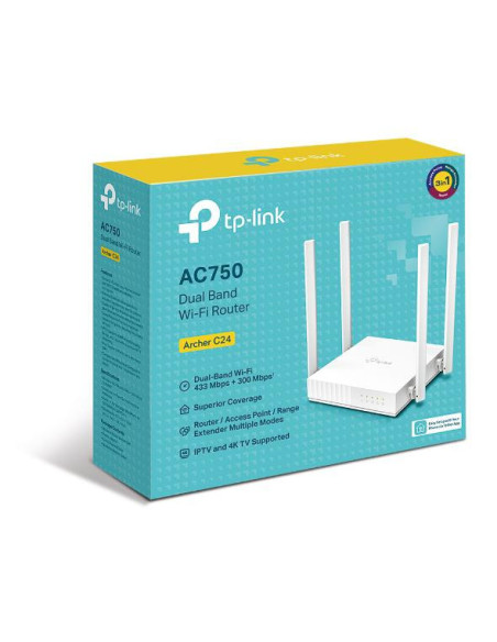 Routere Wireless TP-LINK Router wireless TP-LINK Archer C24, AC750, WiFI 5, Dual-Band