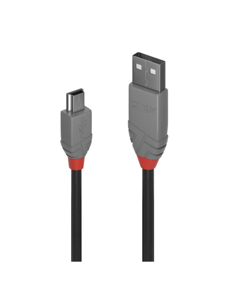Cabluri periferice LINDY Cablu transfer Lindy LY-36725, USB 2.0 Type A to Mini-B, 5m, Anthra Line