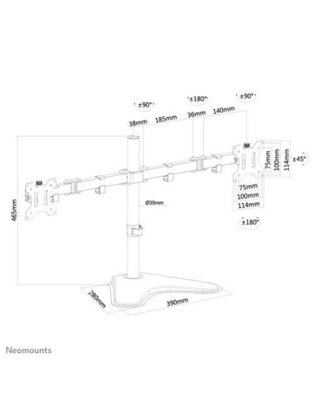 Suport TV / Monitor NEOMOUNTS Suport Monitor de Birou Dual, Neomounts by Newstar FPMA-D550DDBLACK , 10" - 32", VESA 100x100, sup
