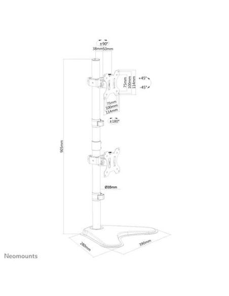 Suport TV / Monitor NEOMOUNTS Suport Monitor de Birou Dual, Neomounts by Newstar FPMA-D550DDVBLACK, 10" - 32", VESA 100x100, sup