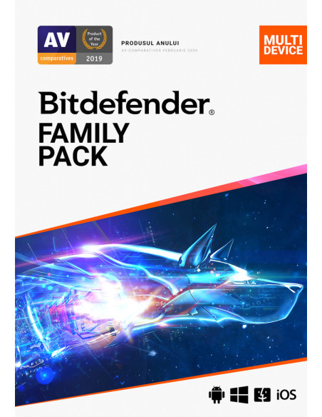 Antivirus BITDEFENDER Licenta retail Bitdefender Family Pack - protectie anti-malwarecompleta pentru toata familia, disponibila