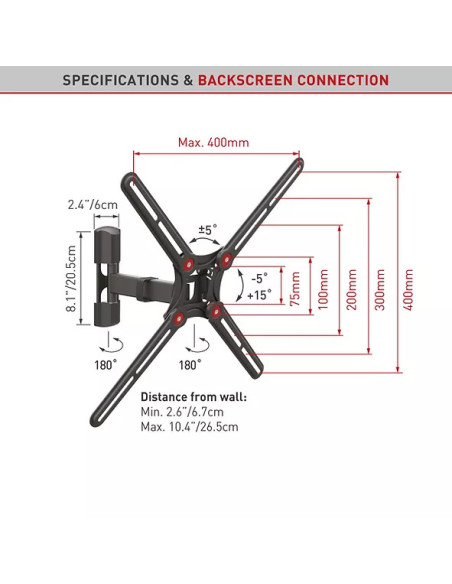 Suport TV / Monitor BARKAN ﻿Suport TV de perete, Barkan BM331, Fix, 13"- 65", VESA 400 x 400 mm, suporta pana la 40kg, negru