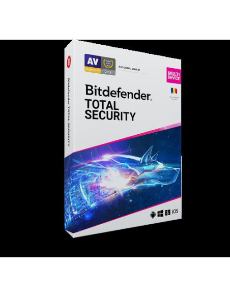 Antivirus BITDEFENDER Licenta retail Bitdefender Total Security - protectie anti-malwarecompleta pentru Windows, macOS, iOS si A