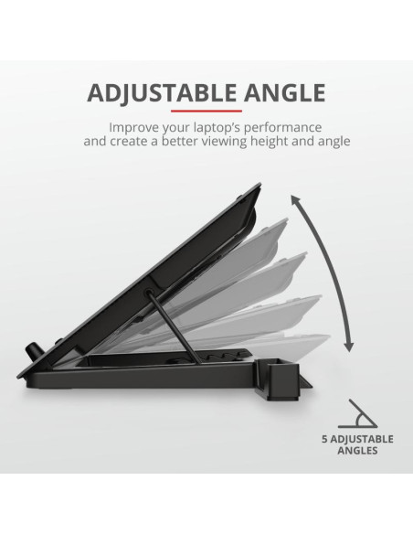 Stand & cooling pad TRUST Stand/Cooler notebook Trust GXT 1125 Quno, max 17.3 inch, 5 ventilatoare, suport de telefon detasabil