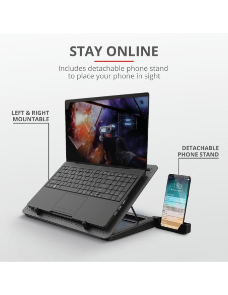Stand & cooling pad TRUST Stand/Cooler notebook Trust GXT 1125 Quno, max 17.3 inch, 5 ventilatoare, suport de telefon detasabil