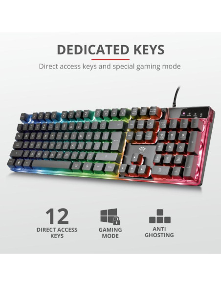 Tastaturi TRUST Tastatura Mecanica Gaming Trust GXT 835 Azor, USB, negru