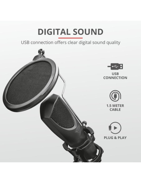 Microfoane TRUST Microfon Trust GXT 232 Mantis, tip Condenser, USB, Noise Reduction