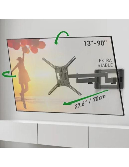 Suport TV / Monitor BARKAN ﻿Suport TV de perete, Barkan BM464L, Full Motion cu 2 brate, 13"- 90", VESA 600 x 400 mm, suporta pan