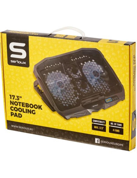 Stand & cooling pad SERIOUX Cooling pad Serioux, SRXNCP025, Dimensiuni: 390*280*28mm, Compatibilitate maxima laptop: 17.3 inch,