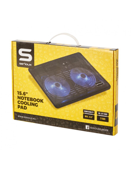 Stand & cooling pad SERIOUX Cooling pad Serioux, SRXNCP007, Dimensiuni: 340*250*23mm, Compatibilitate maxima laptop: 15.6 inch,