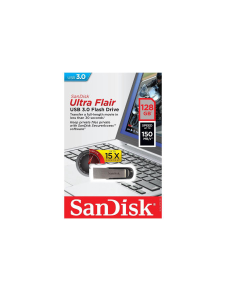 Memorii USB SANDISK Memorie USB SanDisk Ultra Flair 128 GB, USB 3.0, Negru