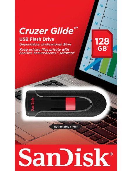 Memorii USB SANDISK Memorie USB SANDISK Cruzer Glide 128 GB, USB 2.0, Negru