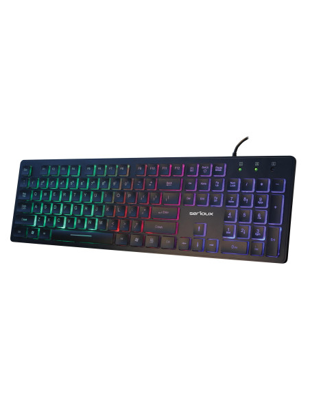 Tastaturi SERIOUX Tastatura Serioux 9500i, cu fir, US layout, iluminata, taste tip Chiclet, neagra, USB