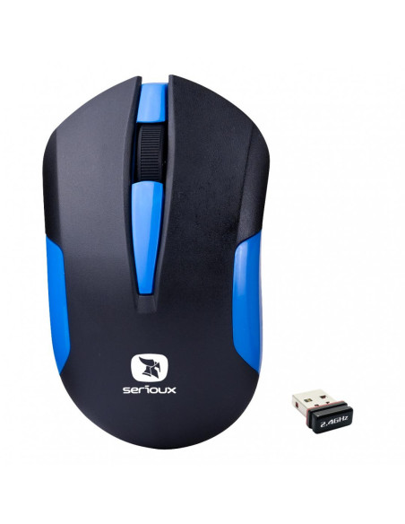 Mouse SERIOUX Mouse Serioux wireless, Drago 300, 1000dpi, albastru, baterie AAinclusa, receptor nano, blister, USB