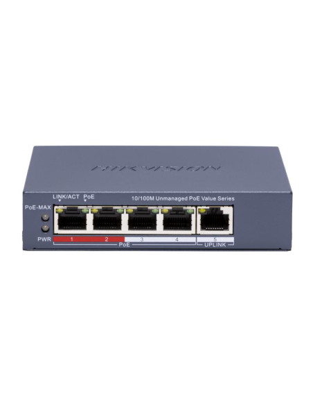 Switch-uri HIKVISION Switch POE 4 porturi Hikvision DS-3E0105P-E/M(C), fara management 4 × 10/100 Mbps PoE port,1 × 10/100 Mbps
