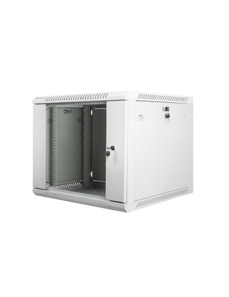 Cabinete metalice / Rack -uri LANBERG Dulap rack de perete 19", 9U, 600x600 mm, usa din sticla, gri, V2