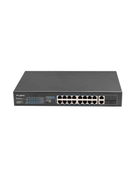 Switch-uri LANBERG Switch 16x 100 Mb PoE+ / 2x 1 Gb / 1x SFP, rack 19", fara management, Gigabit Ethernet, 250W