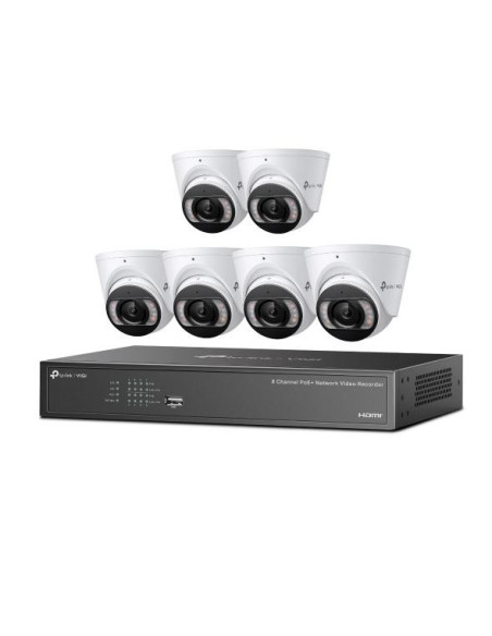 NVR TP-LINK KIT TP-LINK VIGI NK8MP-T6425-2T contine: 6x VIGI 4MP Full-Color Turret IPC si 1x 8 Channel PoE+ NVR