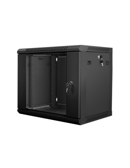 Cabinete metalice / Rack -uri LANBERG Dulap rack de perete 19", 9U, 600x450 mm, usa din sticla, negru, V2
