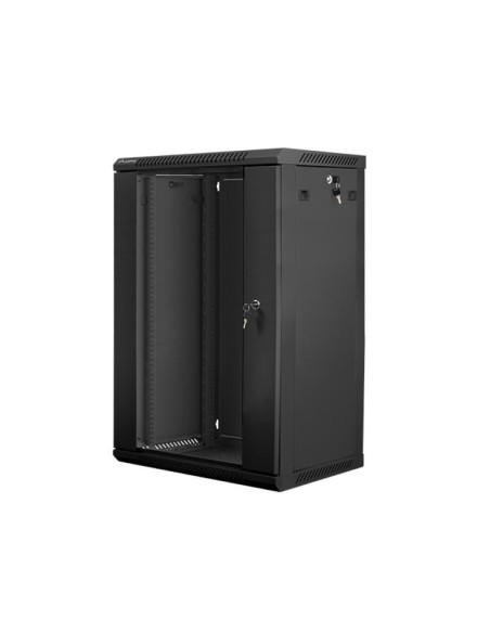 Cabinete metalice / Rack -uri LANBERG Dulap rack 19" perete 18U / 600x450 (flat pack) cu ușă din sticlă, negru V2