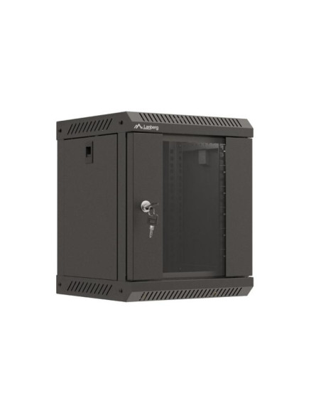Cabinete metalice / Rack -uri LANBERG Dulap rack 10" perete 6U / 300x300 (flat pack) cu ușă din sticlă, negru