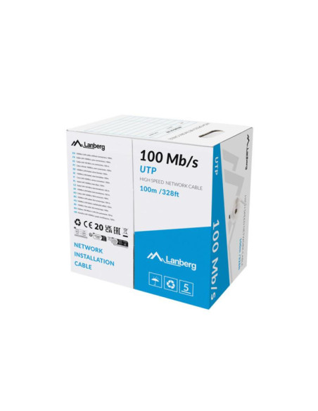 Cabluri periferice LANBERG Cablu LAN 100 Mb/s 100 m solid CCA gri