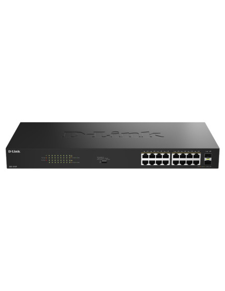 Switch-uri D-LINK Switch D-Link 16 port GE PoE Unmanaged, capacitate 36 Gbps, standar PoE 802.3af/at, negru