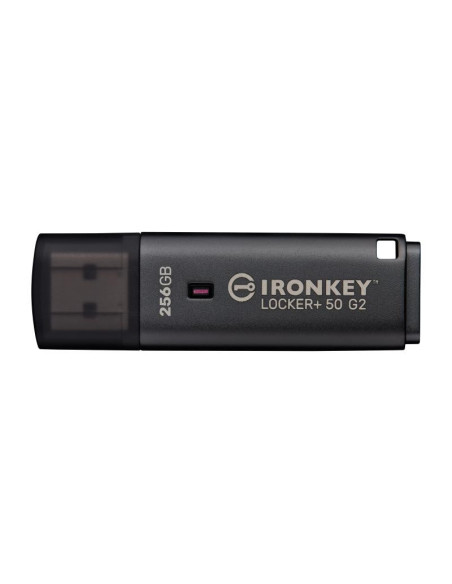 Memorii USB KINGSTON Memorie USB Kingston IronKey Locker+ 50 G2 256 GB, USB Type-A, Negru