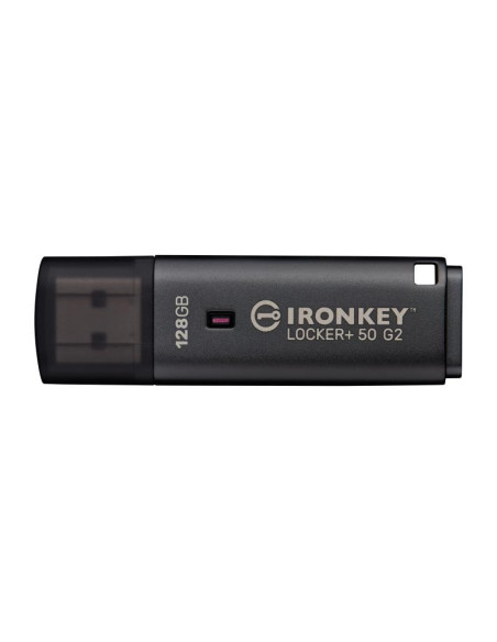Memorii USB KINGSTON Memorie USB Kingston IronKey Locker+ 50 G2 128 GB, USB Type-A, Negru