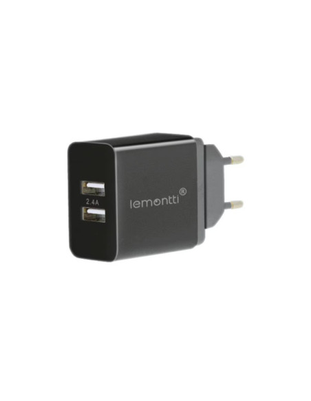 Cabluri periferice LEMONTTI Lemontti Incarcator Retea 2.4A 2 porturi USB-A Negru