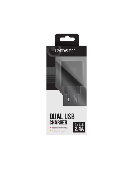 Cabluri periferice LEMONTTI Lemontti Incarcator Retea 2.4A 2 porturi USB-A Negru