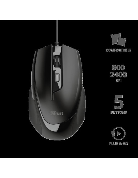 Mouse TRUST Mouse Trust Voca Comfort Mouse, 2400 dpi, negru