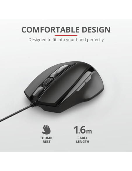 Mouse TRUST Mouse Trust Voca Comfort Mouse, 2400 dpi, negru