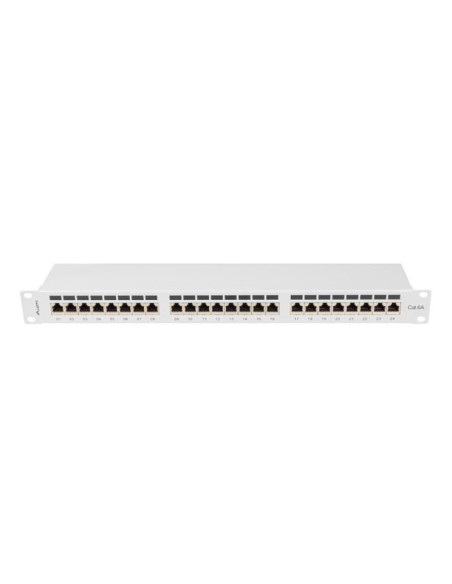 Alte accesorii retea LANBERG Patch panel 24 porturi 1U 19" Cat.6A FTP cu organizator cabluri, ecranat, gri