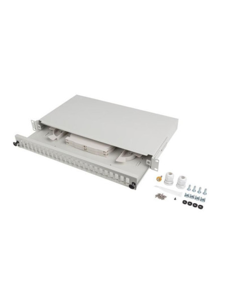 Alte accesorii retea LANBERG Patch panel fibră rack 19" 1U 24x SC duplex / 24x LC quad, gri + accesorii