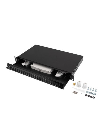 Alte accesorii retea LANBERG Patch panel fibră rack 19" 1U 24x SC duplex / 24x LC quad, negru + accesorii