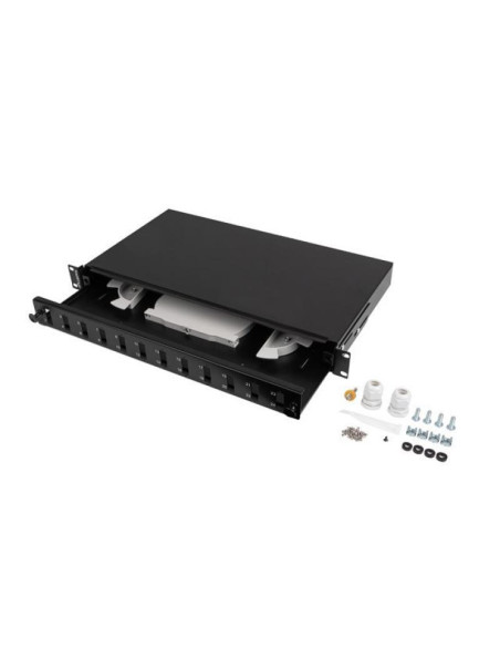 Alte accesorii retea LANBERG Patch panel fibră rack 19" 1U 12x SC duplex / 12x LC quad, negru + accesorii