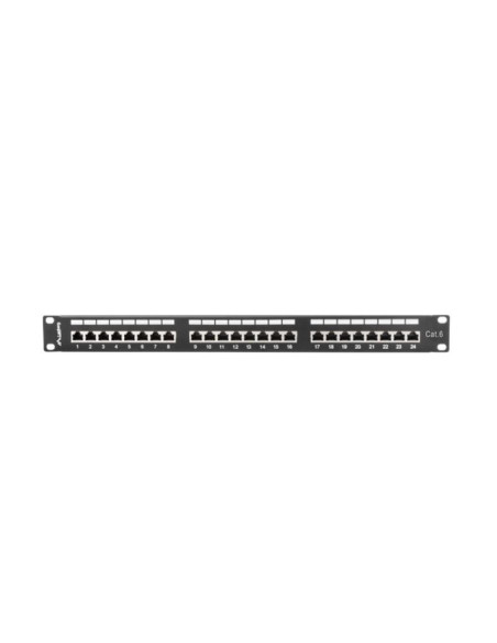 Alte accesorii retea LANBERG Patch panel 24 porturi 1U 19" Cat.6 FTP cu organizator cabluri, ecranat, negru