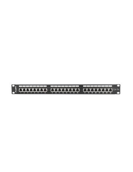 Alte accesorii retea LANBERG Patch panel 24 porturi 1U 19" Cat.5e FTP cu organizator cabluri, ecranat, negru