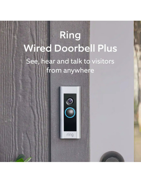 Video RING Sonerie inteligentă Ring, Alexa, video HD, microfon și difuzor integrate, Argintie, cu fir