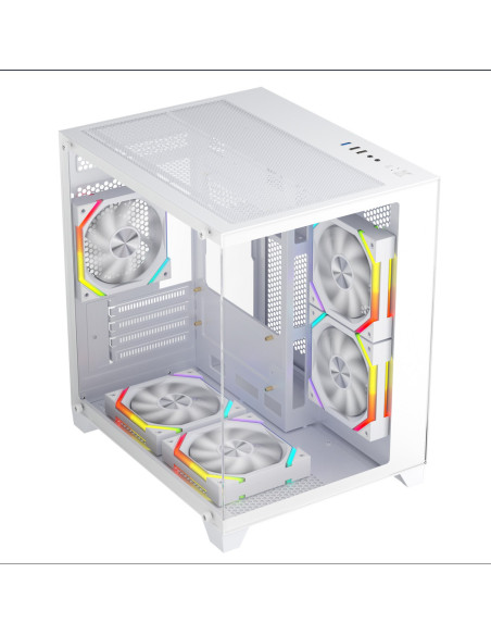 Carcase 1st PLAYER Carcasa 1stPLAYER® Gaming BV5-wh, 5 ventilatoare aRGB plus PWM, Micro-ATX, telecomanda, alb