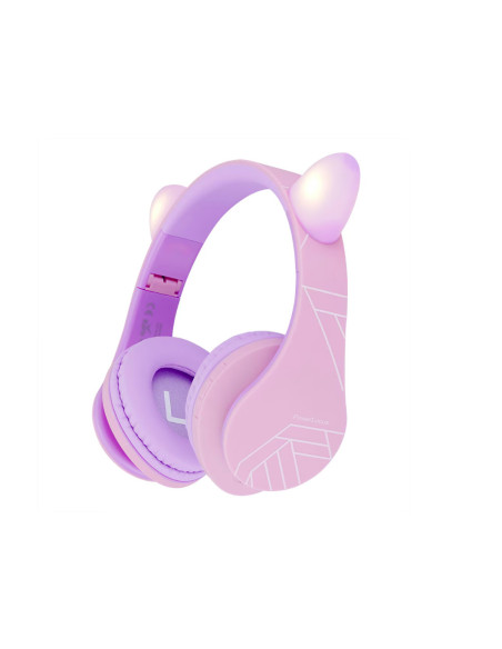 Casti audio POWERLOCUS Casti Over-ear PowerLocus KidsCat, Wireless/Wired, Multicolor