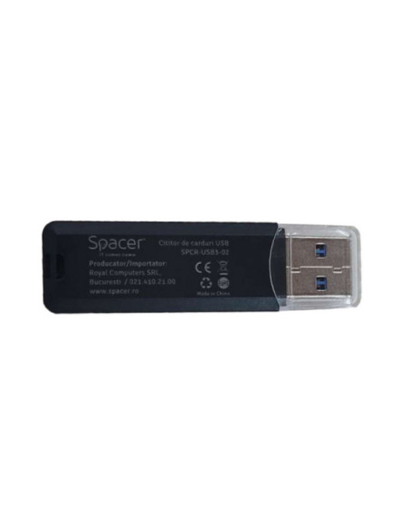 Hard Disk-uri externe SPACER CARD READER extern SPACER, interfata USB 3.0, citeste/scrie: SD, micro SD, Negru