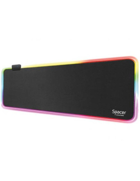 Mouse pad SPACER Mousepad RGB Spacer gaming, cauciuc si material textil, 900 x 300 x 3 mm, 1.8 m lungime cablu, imagine
