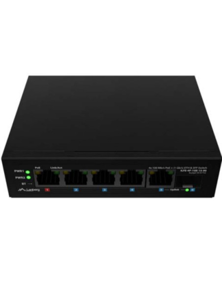 Switch-uri LANBERG Switch Lanberg ILFE-4P-1GE-1S-90, 1 port 100BASE-T 802.3bt PoE++, 3 porturi 100BASE-T 802.3af/802.3at PoE+, U