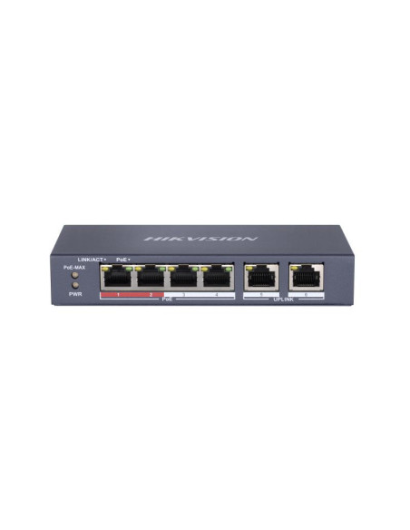 Switch-uri HIKVISION Switch PoE Hikvision DS-3E0106P-E/M(B): 4 x 10/100Mbps PoE port, and 2 × 10/100Mbps RJ45 port, 4 porturi Po