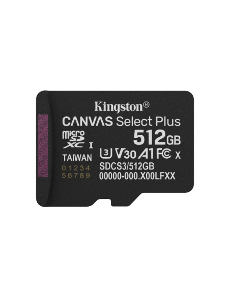 Carduri memorie KINGSTON Card de Memorie MicroSDXC Kingston512GBCanvas Select PlusFara Adaptor